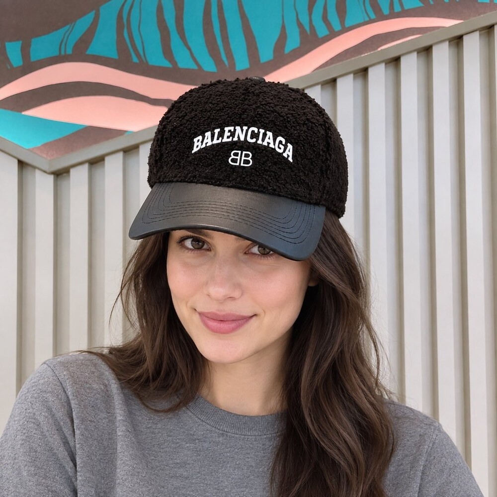 Balenciaga Black Teddy Leather Cap - Picture 2 of 6